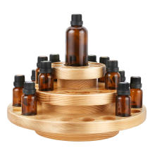 Essential Oil Box Wooden Organizer 3 Layers Essential Oil Container Aromatherapy Natural Wood Round Rotating Display Rack